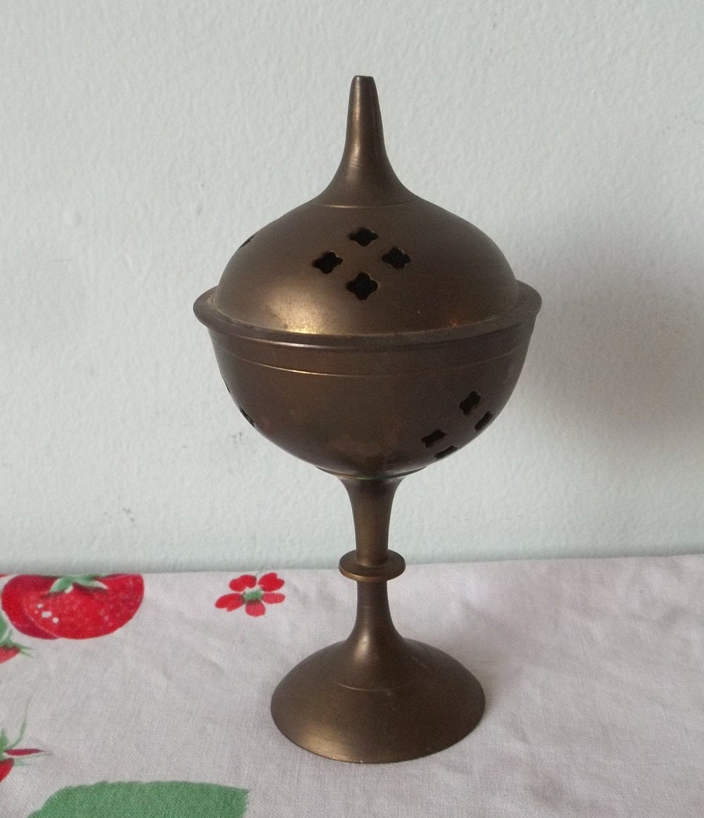Vintage solid brass incense burner made in India Etsy