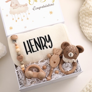 Personalized New Baby Gift Set With Blanket, New Mom Gift Box, Pregnancy Gift Set, Pregnancy Postpartum Gift Box, Baby Shower Gift