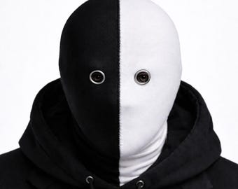 White Full Face Mask with Eyelets, Streetwear Anonymity Balaclava