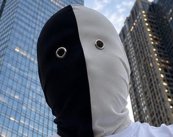 White Full Face Mask with Eyelets, Streetwear Anonymity Balaclava