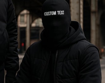Black Full-Face Techwear Mask – Custom Logo / Instagram / Text – Seamless Balaclava for Photoshoots & Streetwear