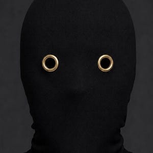 Black Balaclava Mask with Gold Eyelets | Full Face Ski Mask | Handmade Face Cover | Festival & Streetwear Mask