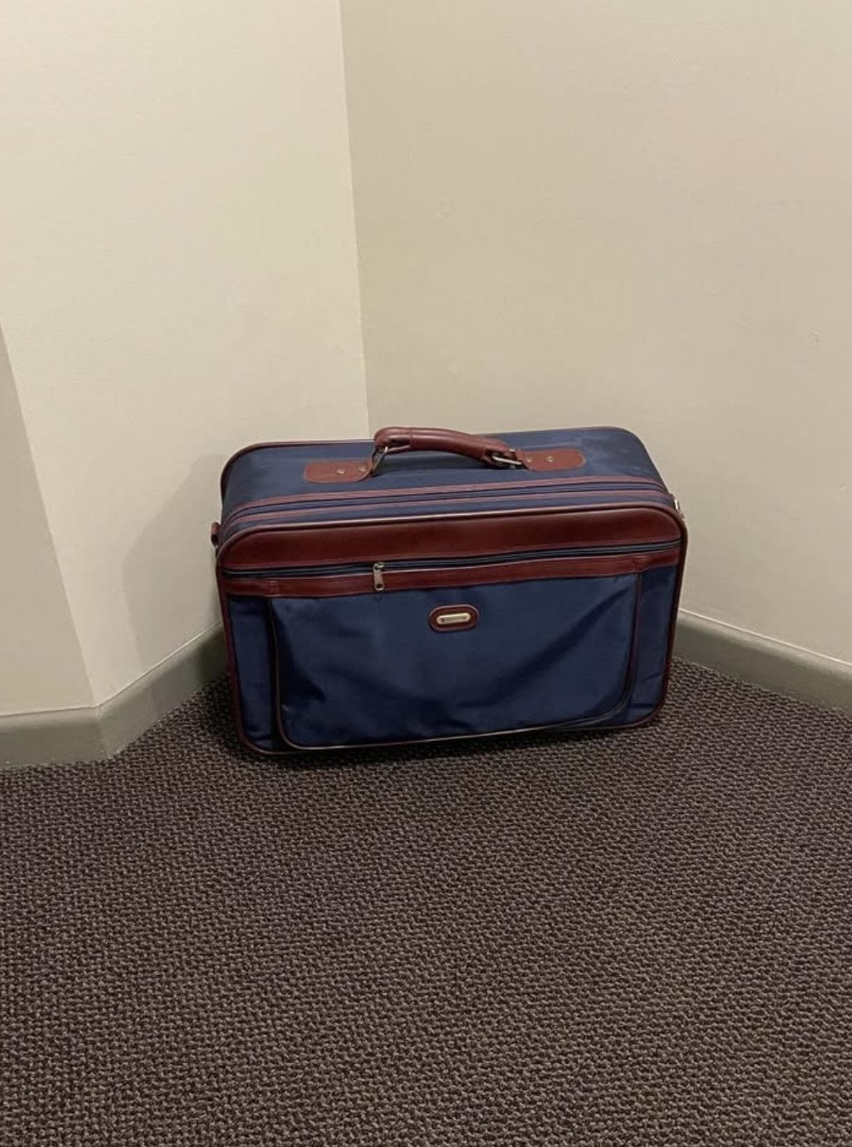 Vintage Samsonite Suitcase | Navy Blue & Burgundy Travel Luggage