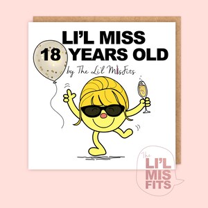 Neuheit 'L'il Miss 18 Jahre alt' Karte - Lustige kleine Fräulein-Karte / beste kleine Ms-Karte, für sie, 18-jährige Meilenstein-Karte & Geschenk, beste 18. Karte