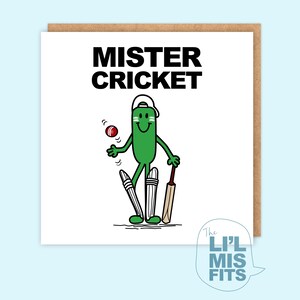 Cartão "Mister Cricket" - Cartão hilário do Sr. Cricket/Melhor cartão de aniversário do Sr. Cricket, Cartão e presente engraçados de críquete, Melhor cartão "Eu amo críquete"