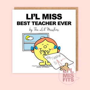 Nieuwigheid Li'l Miss Best Teacher Ever Card, Funny Little Miss Card/Best Little MS Teacher Card, kaart voor beste leraar, eindejaarsset