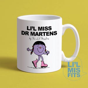 Taza original de la pequeña señorita Dr. Martens, divertida taza "Amo a mis DMs", la mejor taza de la pequeña señorita para una amiga, botas Dr. Martens