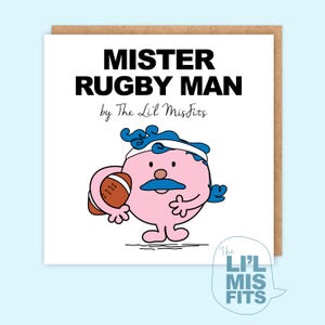 Biglietto d'auguri "Mister Rugby Man" - Biglietto d'auguri esilarante/Il miglior biglietto d'auguri per papà, fratello e figlio. Divertente biglietto e regalo per la festa del papà, per gli appassionati di rugby.