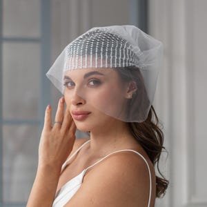 Double birdcage veil, Bridal birdcage veil, Bridal fascinator with veil, Bridal bandeau veil, Short blusher veil, Mini birdcage veil