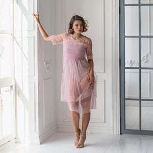 Sheer tulle dress, Tulle overlay dress, Futuristic dress plus size, Villanelle dress, Avant garde dress plus size, Tulle see through dress