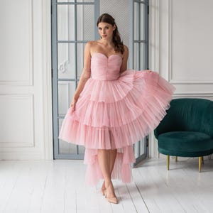 High low tulle dress, Layered tulle dress women, Strapless prom dress, Sweetheart prom dress, Romantic tulle dress, Tulle fairy dress adult
