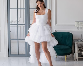 Brisezz Lange tule rok voor dames, tule maxirok, elegante bruiloftsrok