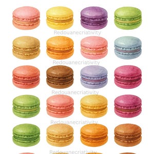 Makronen Clipart 19 JPG, Französische Kekse Clipart 19 JPG, digitaler Download, Papierhandwerk, bedruckbar, digitales Produkt, Aquarell Clipart