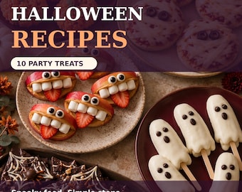 Recetas para fiestas de Halloween en PDF / 10 recetas espeluznantes (descarga digital)