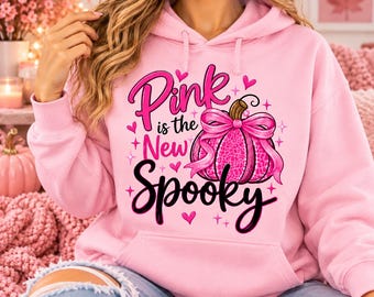El rosa es el nuevo terrorífico 31 de octubre viste de rosa, Concienciación sobre el cáncer, Diseño de camiseta de calabaza de Halloween