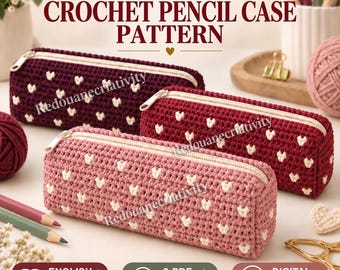 Patrón de estuche para lápices de ganchillo: ganchillo, estuche, mochila escolar para niños, sin costuras.