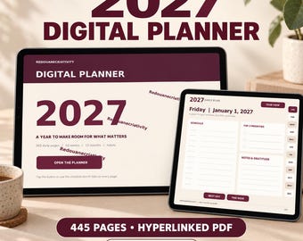 Agenda Goodnotes 2027: hoja de cálculo con fecha en formato PDF (descarga digital)