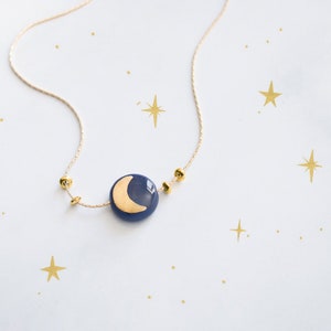 To the Moon and Back Necklace Celestial Jewelry, Golden Crescent Moon, Moon Pendant, Minimalist, Gift for her image 1