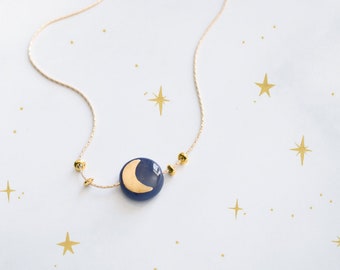 To the Moon and Back Necklace - Celestial Jewelry, Golden Crescent Moon, Moon Pendant, Minimalist, Gift for her