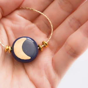 To the Moon and Back Necklace Celestial Jewelry, Golden Crescent Moon, Moon Pendant, Minimalist, Gift for her image 3