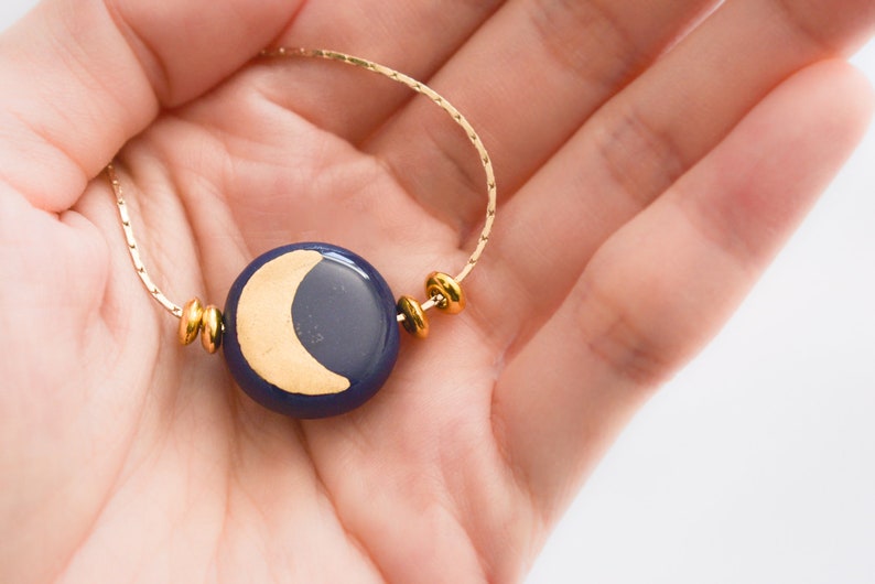 To the Moon and Back Necklace Celestial Jewelry, Golden Crescent Moon, Moon Pendant, Minimalist, Gift for her image 3