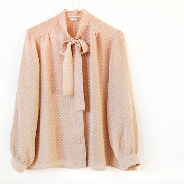 Vintage Japanese Delicate Print Ascot Collar Blouse