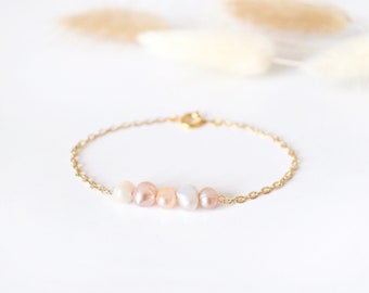 Dainty Pearl Bracelet - Simple Delicate Minimalist Bracelet, Pale Pink, White, Gold, Stacking Natural Jewelry, Gift for Her - Made to Order