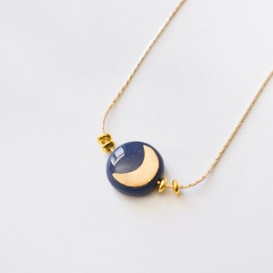 To the Moon and Back Necklace Celestial Jewelry, Golden Crescent Moon, Moon Pendant, Minimalist, Gift for her image 2