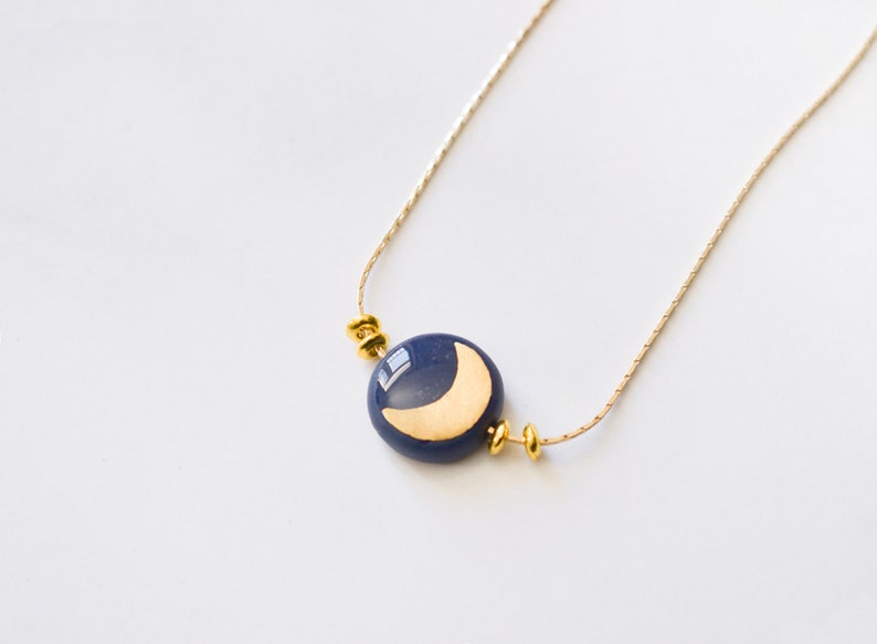 To the Moon and Back Necklace Celestial Jewelry, Golden Crescent Moon, Moon Pendant, Minimalist, Gift for her image 2