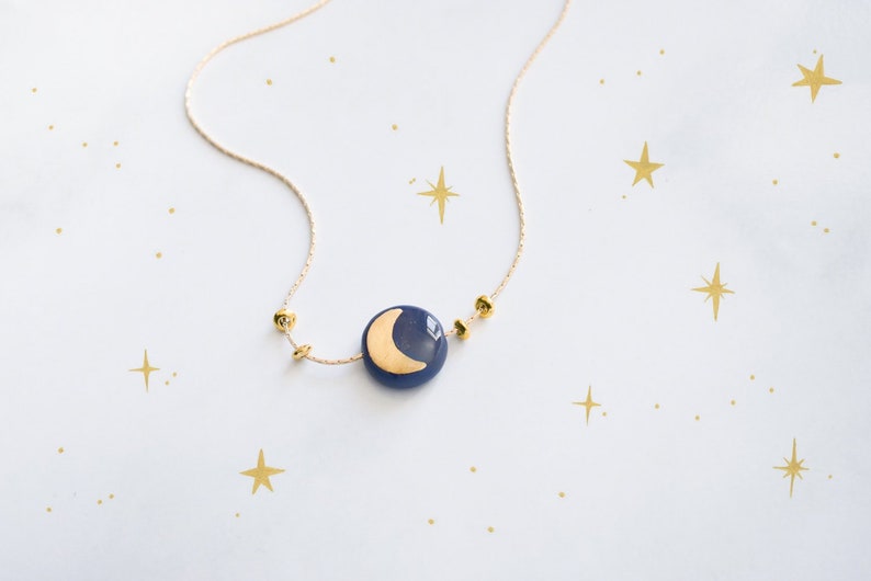 To the Moon and Back Necklace Celestial Jewelry, Golden Crescent Moon, Moon Pendant, Minimalist, Gift for her image 1
