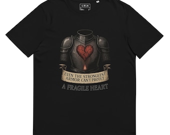 Broken Heart Armor T-Shirt – Sad Knight Aesthetic Graphic Tee, Emotional Warrior Art Shirt, Moody Medieval Unisex Top Vintage Tshirt