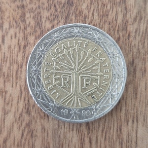Coins coin money coin 2 euro 1999 France printing error