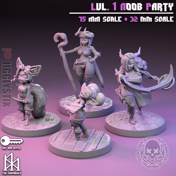 Lvl 1 Noob Party 32mm scale or 75mm scale by Jigglystix SFW NSFW