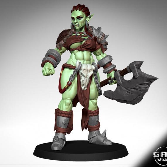 Orc Barbarian Female 32mm scale or 75mm scale by Gaz Minis SFW NSFW