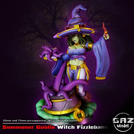 Summoner Goblin Witch Fizzlebang 32mm scale or 75mm scale by Gaz Minis SFW NSFW