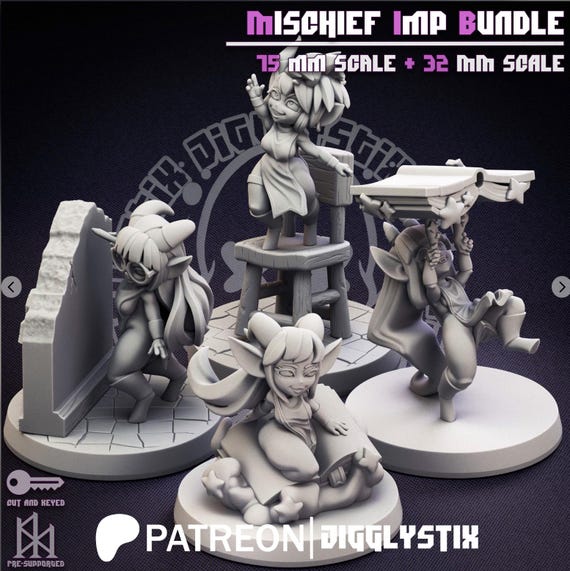 Mischievous Imp Bundle 32mm scale or 75mm scale by Jigglystix SFW NSFW