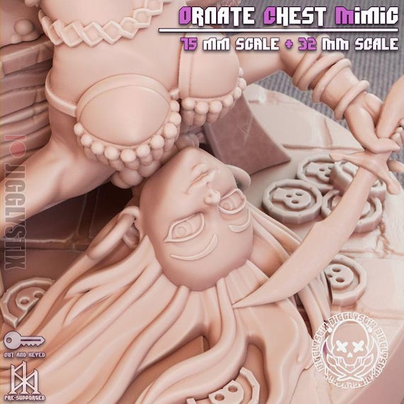 Ornate Chest Mimic 32mm scale or 75mm scale by Jigglystix SFW NSFW Futa Furniture