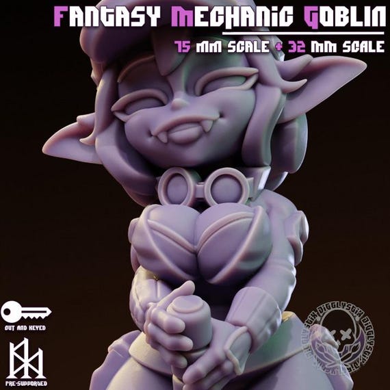 Fantasy Mechanic Goblin 32mm scale or 75mm scale by Jigglystix NSFW