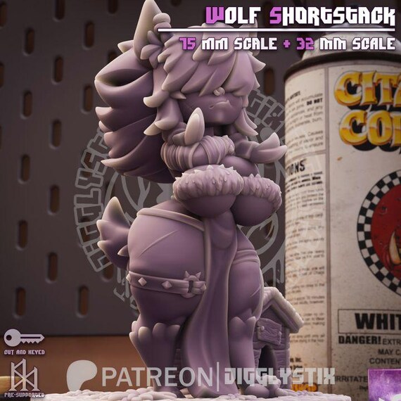 Wolf Shortstack 28mm/32mm scale or 75mm scale by Jigglystix SFW NSFW