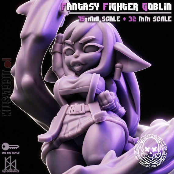 Fantasy Fighter Goblin 32mm scale or 75mm scale by Jigglystix NSFW