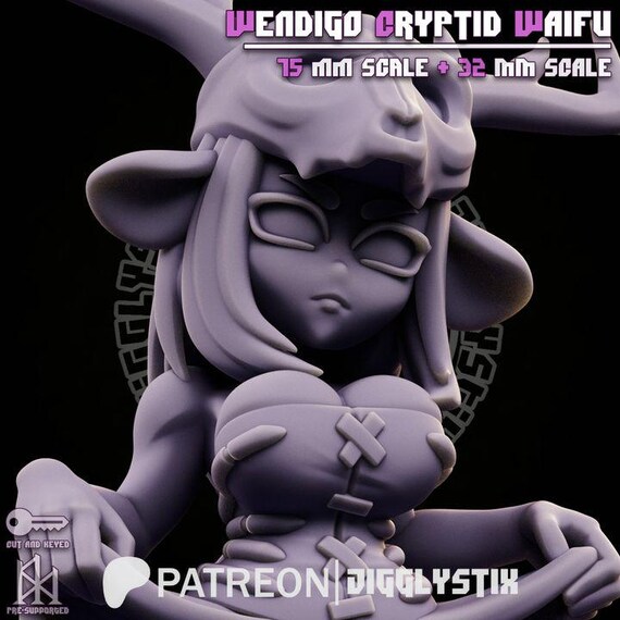 Wendigo Cryptid Waifu 32mm scale or 75mm scale by Jigglystix SFW NSFW