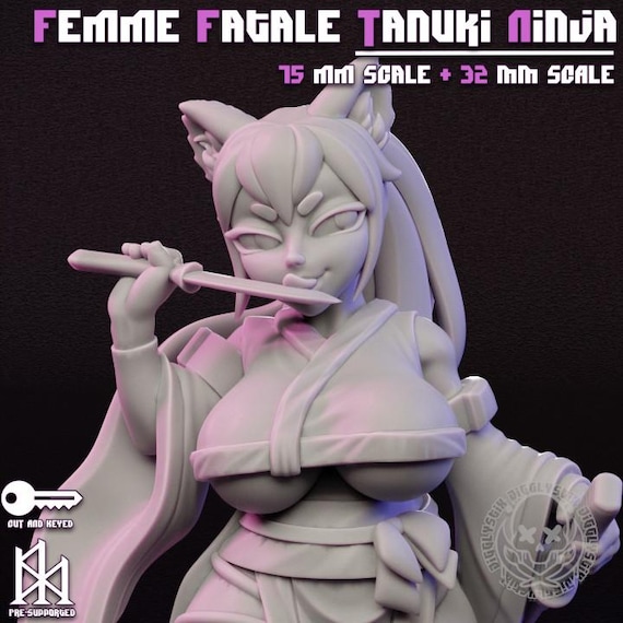 Femme Fatale Tanuki Ninja 32mm scale or 75mm scale by Jigglystix SFW NSFW