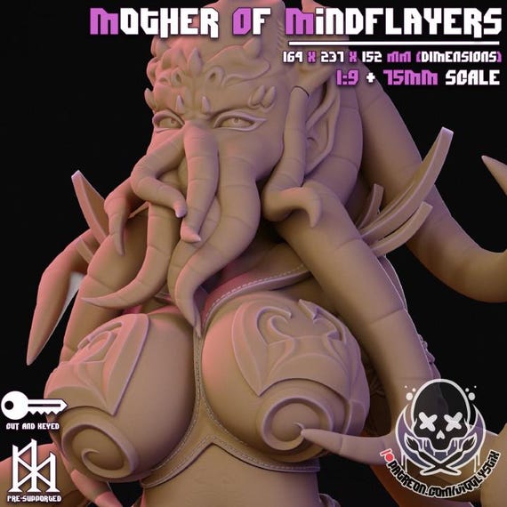 Mother of Mindflayers 1:9 scale or 75mm scale by Jigglystix SFW NSFW Futa