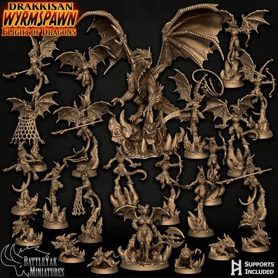 Flight of Dragons Character Pack 32mm scale by Battle Yak Miniatures Drakkisan Wyrmspawn: Flight of Dragons