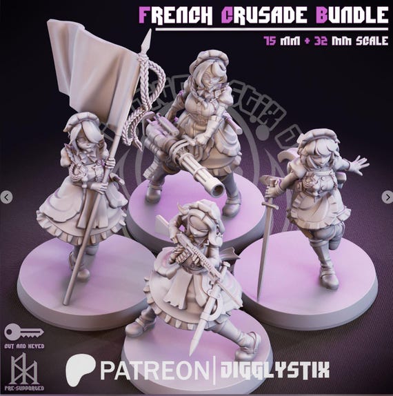 French Crusade Bundle 32mm scale or 75mm scale by Jigglystix SFW NSFW