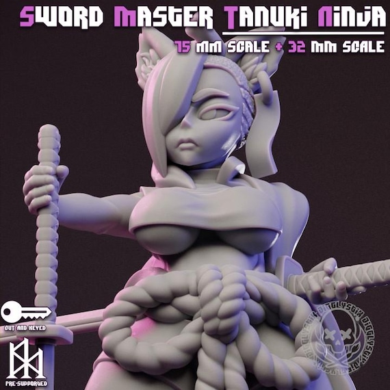 Sword Master Tanuki Ninja 32mm scale or 75mm scale by Jigglystix SFW NSFW