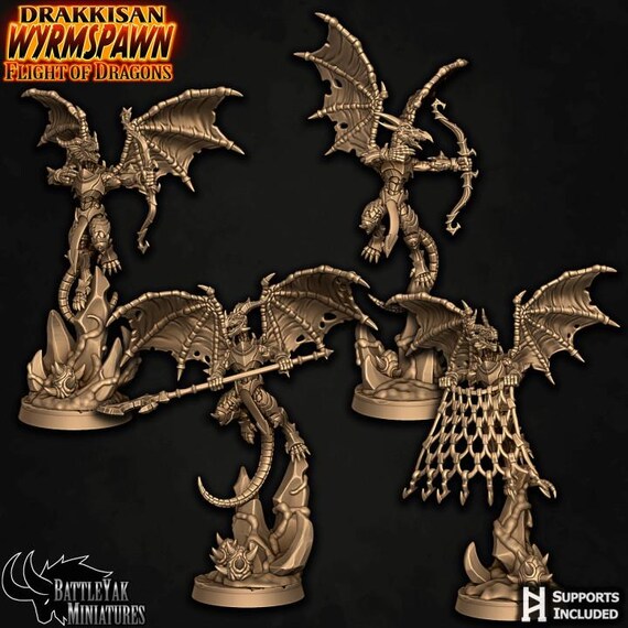 Drachon Harbinger Pack B 32mm scale by Battle Yak Miniatures Drakkisan Wyrmspawn: Flight of Dragons