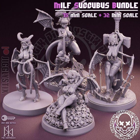 Milf Succubus Bundle 32mm scale or 75mm scale by Jigglystix SFW NSFW