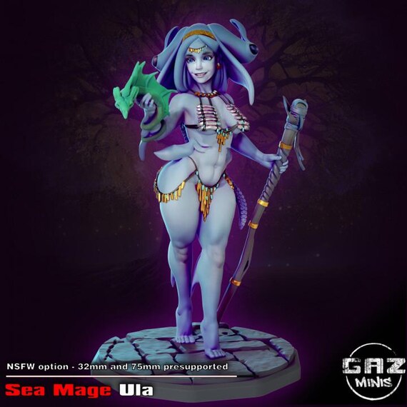Sea Mage Ula 32mm scale or 75mm scale by Gaz Minis SFW NSFW