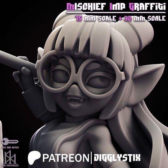 Mischief Imp Graffiti 32mm scale or 75mm scale by Jigglystix SFW NSFW